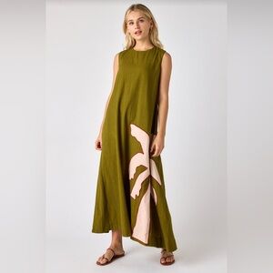 NWT CROSBY by Mollie Burch Owens Palm Tree Shift Maxi Dress